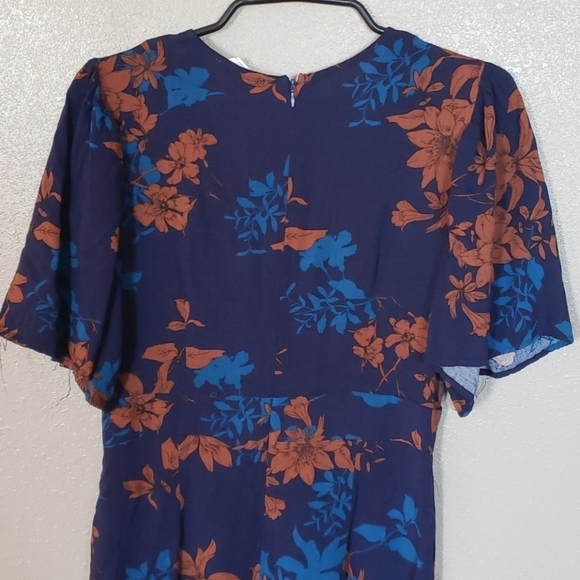 Sage the label blue and Orange floral Deep Vneck Jumpsuit romper Capri Style - Picture 7 of 9